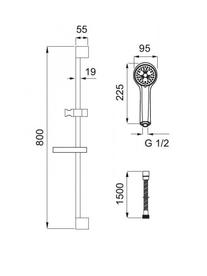 Set de dus Ferro, Soleno, cu 3 jeturi, crom